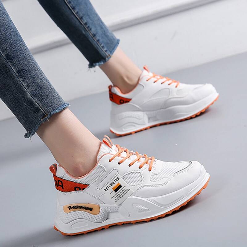 

Lace Up Front Mesh Panel Chunky Sneakers, Orange