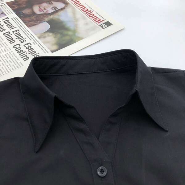 

Button Front Dickey Collar, Black