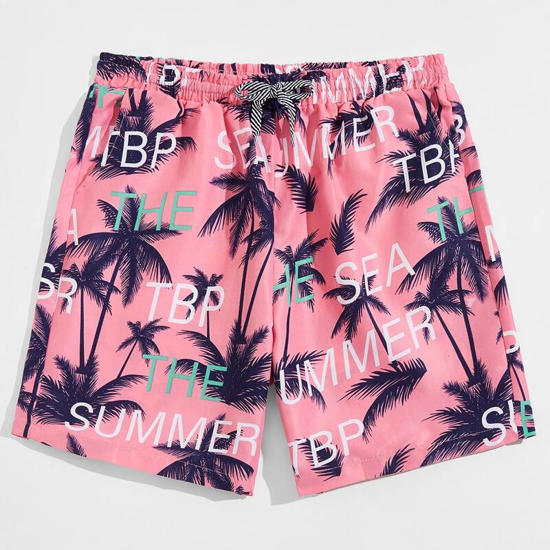 

Guys Letter Tropical Graphic Shorts, Multicolor