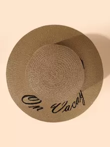 Embroidery Detail Sun Hat - Brown - View 2