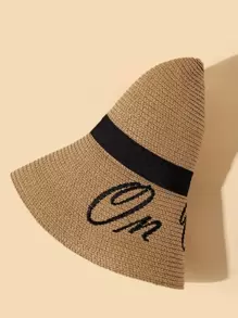 Embroidery Detail Sun Hat - Brown - View 3