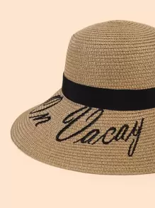 Embroidery Detail Sun Hat - Brown - View 4