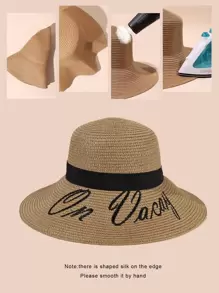 Embroidery Detail Sun Hat - Brown - View 6