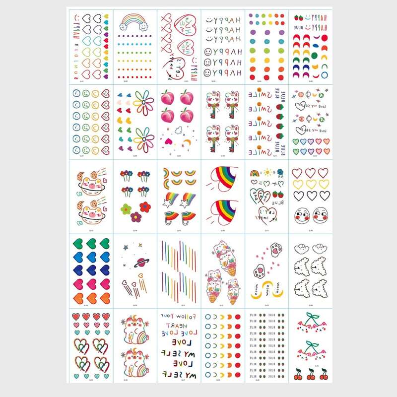 

30sheets Cartoon Pattern Tattoo Sticker, Multicolor