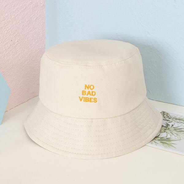 

Letter Embroidery Bucket Hat, Black