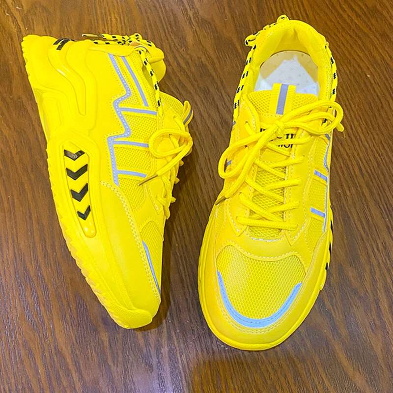 

Lace Up Front Mesh Panel Chunky Sneakers, Yellow