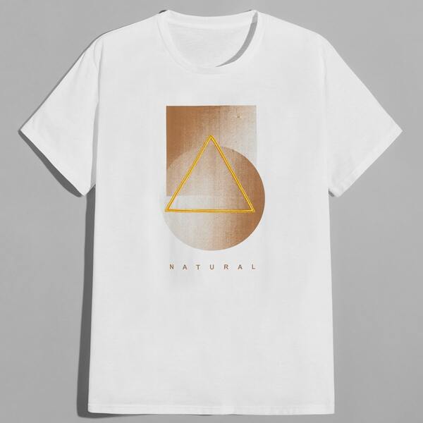

Men Geo & Letter Graphic Tee, White