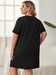 Vestido para dormir con estampado de dibujos animados - Negro - Ver 2