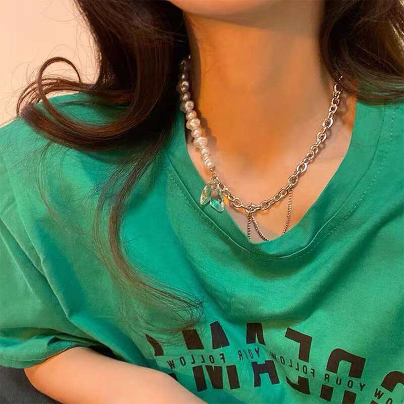 

Faux Pearl Decor Necklace, Silver