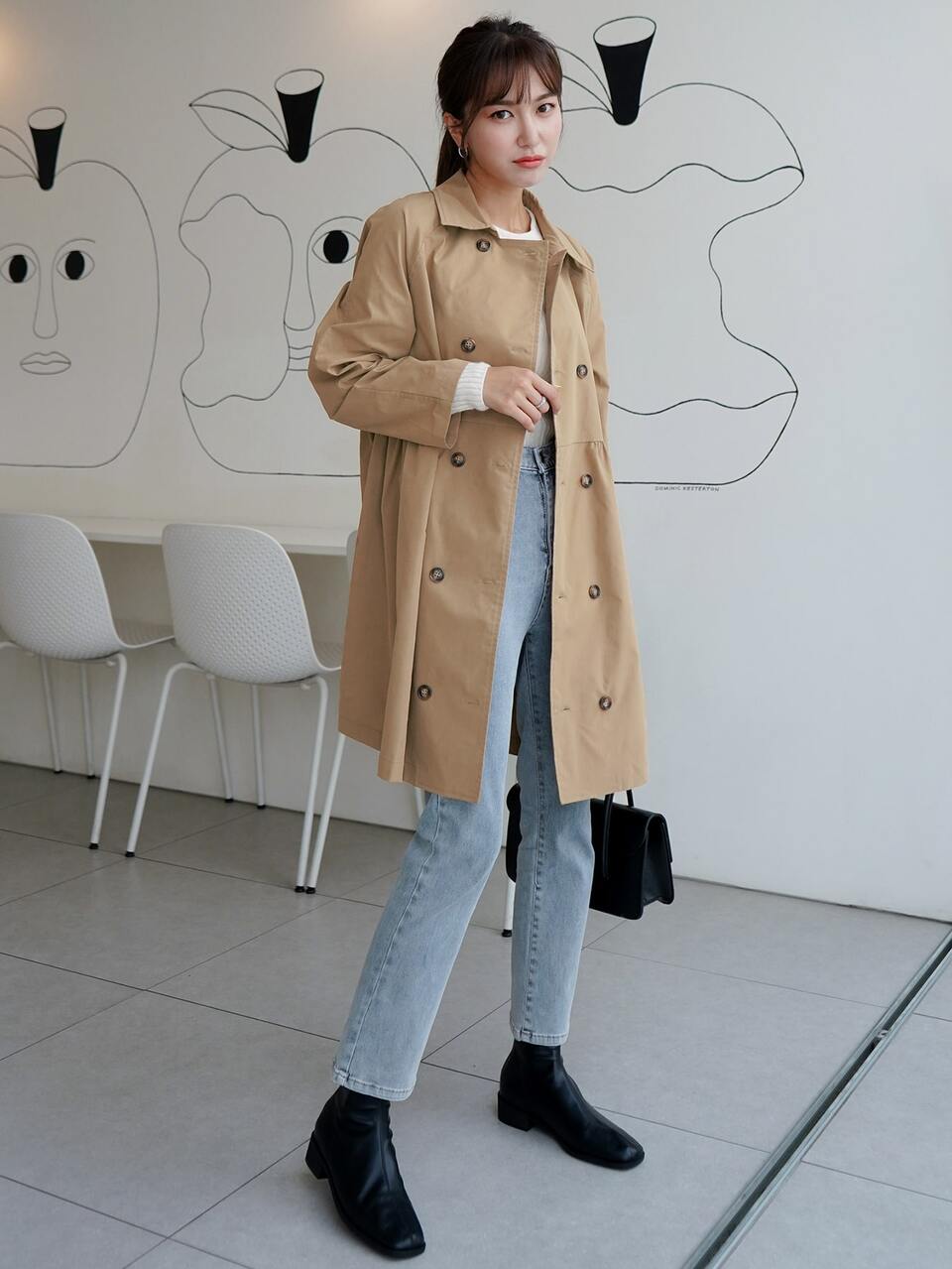 Solid Button Up Raglan Sleeve Dress