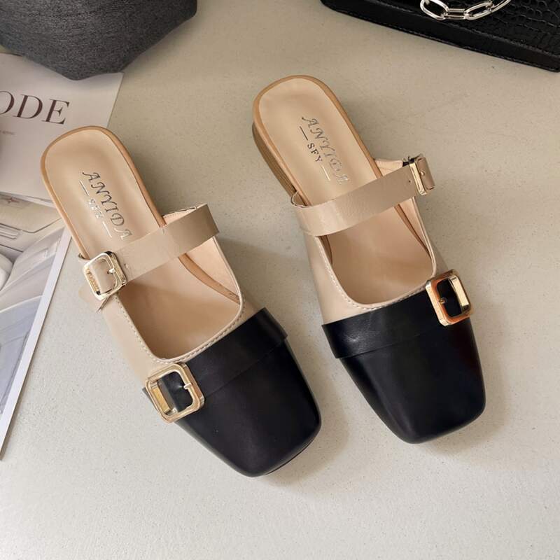 

Square Toe Flats, Khaki