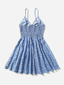 Soleia Ditsy Floral Drawstring Cami Dress - Blue - View 2
