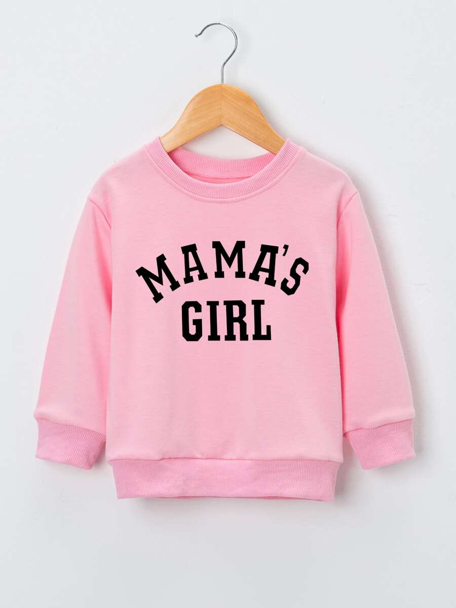SHEIN Young Girl Letter Graphic Pullover - Baby Pink - View 1