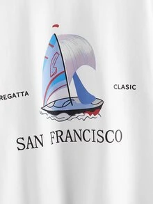 SHEIN Girls Letter & Graphic Print Pullover - White - View 4