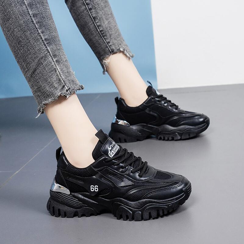

Letter Pattern Chunky Sneakers, Black