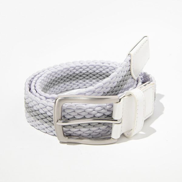 

Men Metal Buckle Braided Belt, Grey