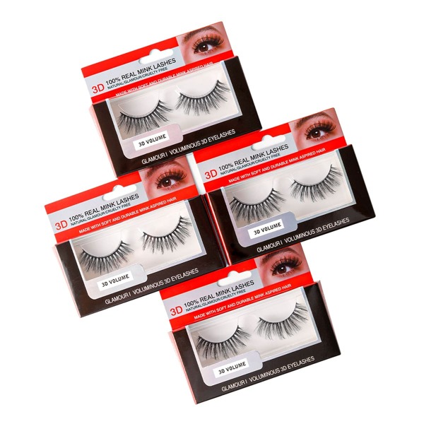 

4pairs Volumized Fake Eyelashes, Black