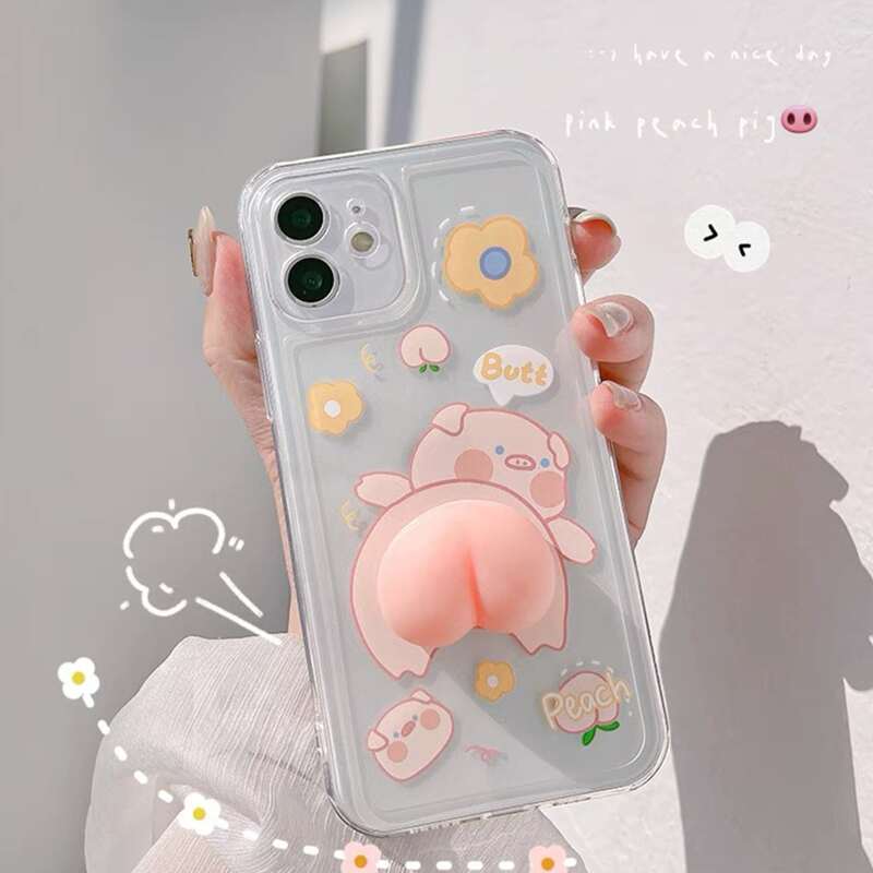 

Cartoon Pig Stress Relief Phone Case, Multicolor