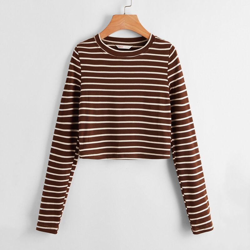 

Striped Print Crop Tee, Multicolor