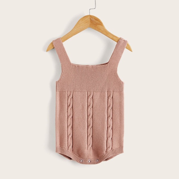 

Baby Cable Knit Bodysuit, Dusty pink