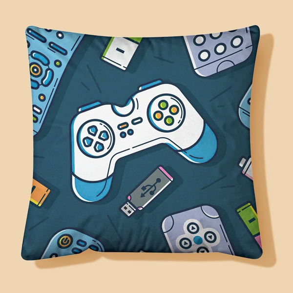 

Gamepad Print Cushion Cover Without Filler, Multicolor