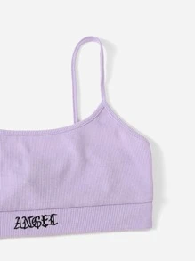 Muchica 字母刺繡吊帶上衣和短褲套裝 - 紫丁香色 - 查看 5