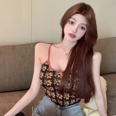 옷단 퍼즐 꽃 크롭 캐미 탑