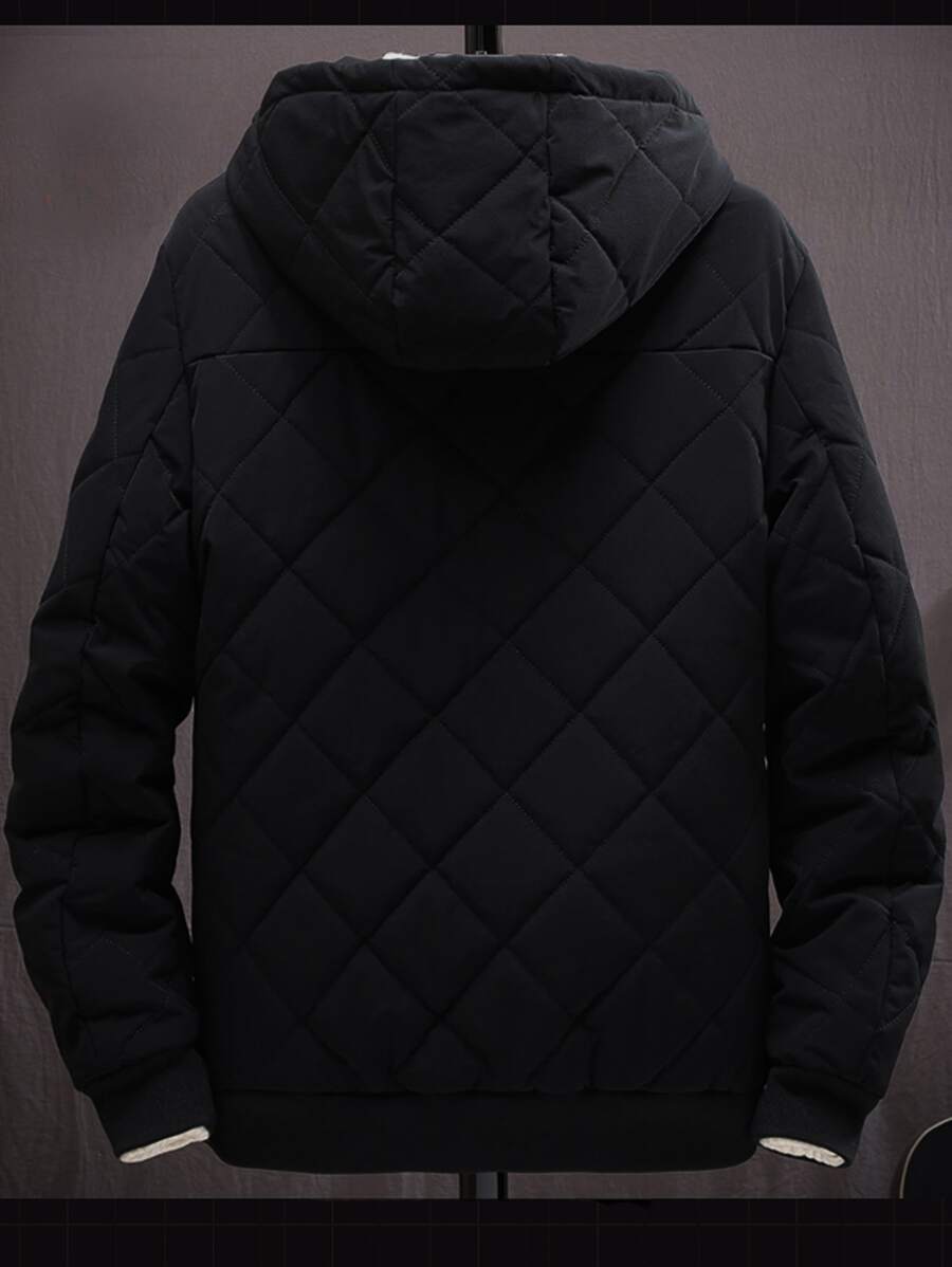 Manfinity Homme Men's Loose Fit Hooded Thermal Lined Zip Up Jacket