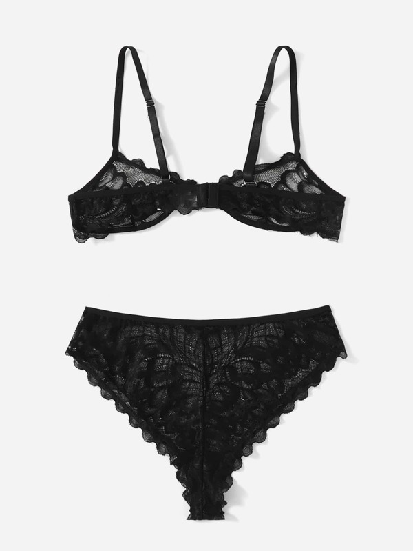 Set de lencería transparente con encaje Moda de Mujer SHEIN México