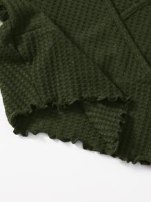 SHEIN Qutie Surplice Neck Lettuce Trim Tee - Dark Green - View 5