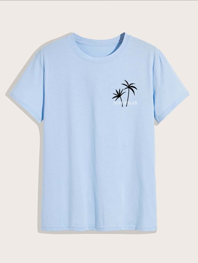 Men Palm Tree & Slogan Graphic Tee