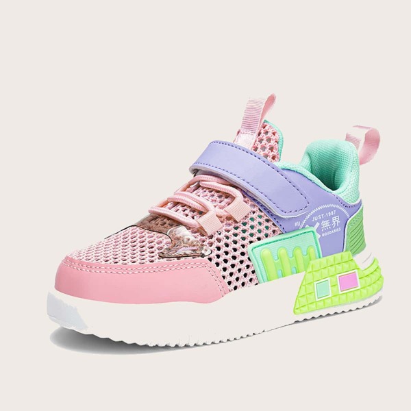 

Girls Colorblock Hollow Out Design Sneakers, Pink