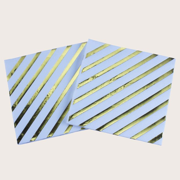 

20pcs Striped Pattern Paper Napkin, Gold