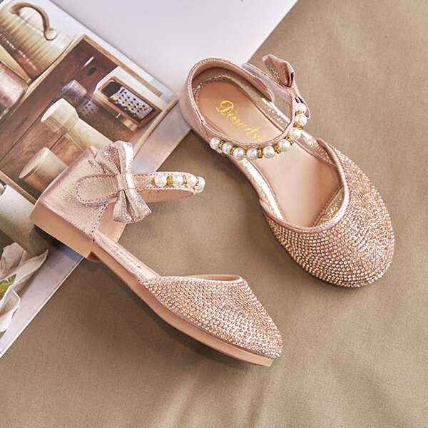 

Toddler Girls Rhinestone Pearls Decor Flats, Pink