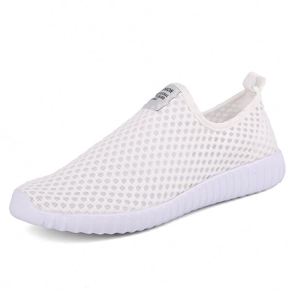 

Men Letter Patch Breathable Slip On Sneakers, White