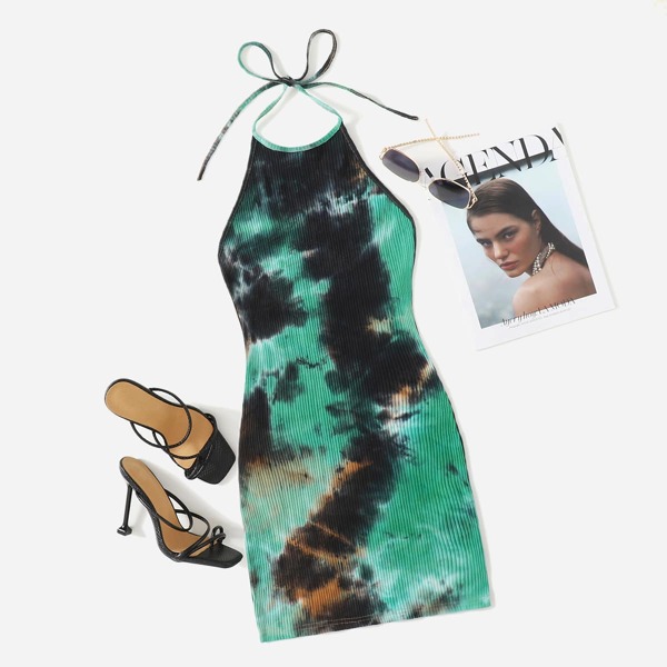 

Tie Backless Tie Dye Bodycon Dress, Multicolor