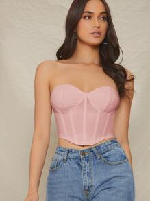 SHEIN Unity Áo nữ Bất đối xứng màu trơn Gợi cảm - Màu Hồng baby - Xem 1