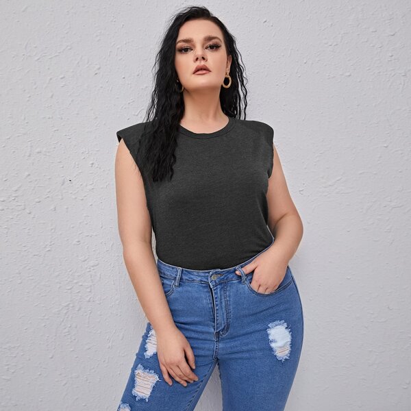 

Plus Shoulder Pad Tank Top, Dark grey