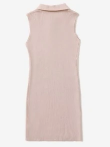 SHEIN Vestido de media tapeta con botón - Albaricoque - Ver 2