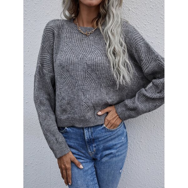 

Solid Drop Shoulder Sweater, Grey
