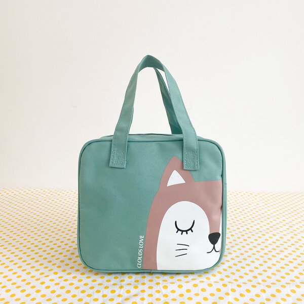 

Cartoon Animal Graphic Square Bag, Green