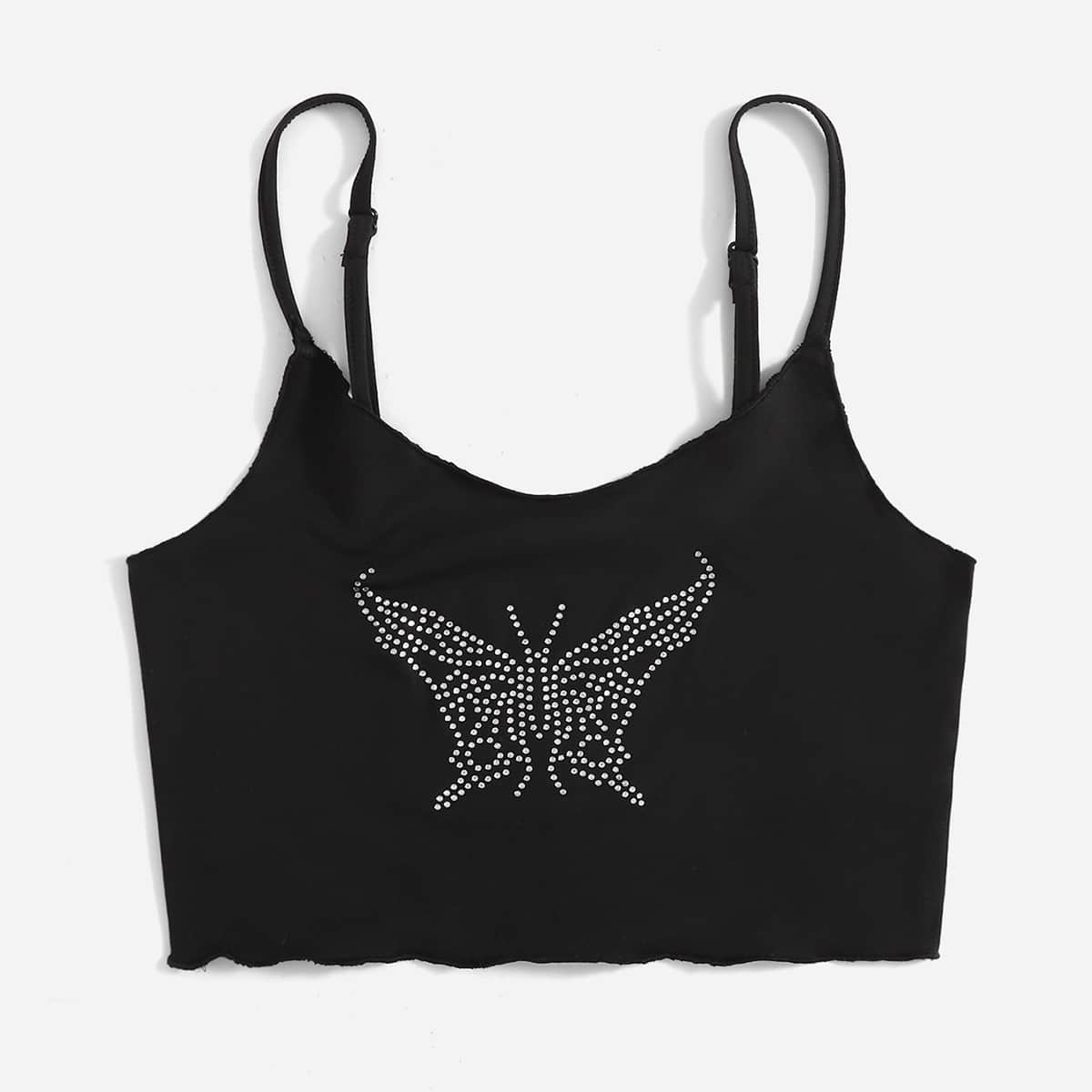 

Butterfly Print Cami Top, Black