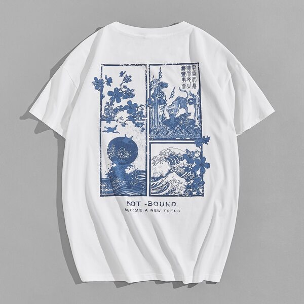 

Men Letter & Wave Print Tee, White