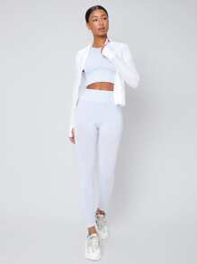 Thumb Holes Hooded Sports Jacket - White - View 6