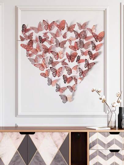 48pcs Hollow Butterfly Sticker