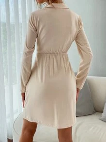 Aveloria Plunge Neck Cut Out Fitted Dress - Beige - View 2