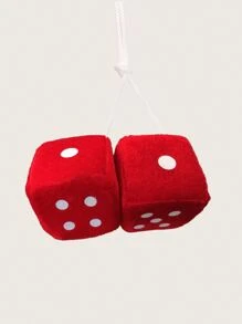 2pcs Dice Shaped Car Ornament - Red - View 1