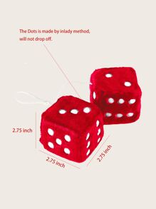 2pcs Dice Shaped Car Ornament - Red - View 3