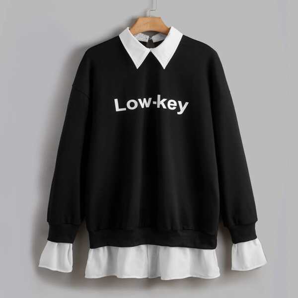 

Plus Letter Graphic 2 In 1 Sweatshirt, Black