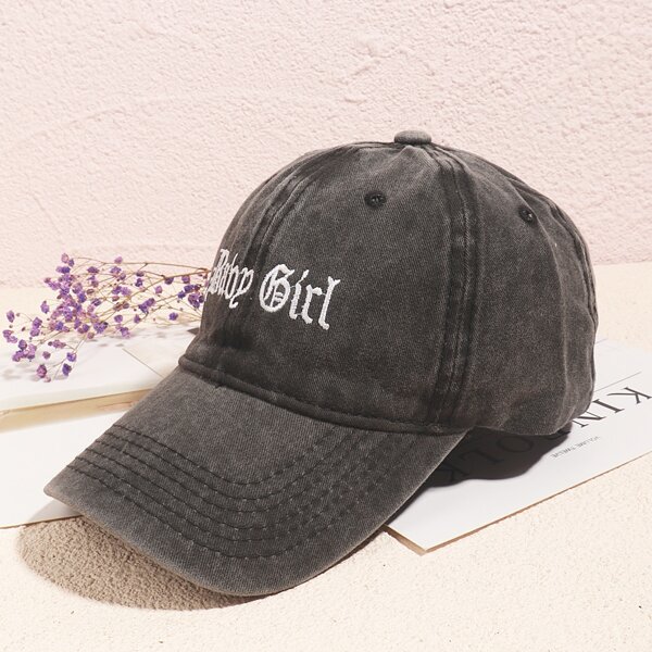 

Letter Embroidered Baseball Cap, Grey